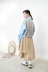 Beige A cut skirt in detail cut out layering