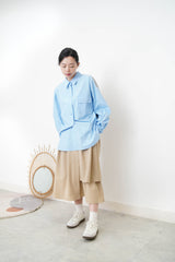 Sky blue shirt in pullover patchwork back