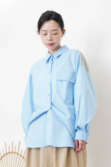Sky blue shirt in pullover patchwork back