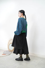 Green stripes crop pullover in 2 ways