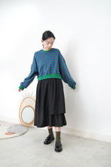 Green stripes crop pullover in 2 ways