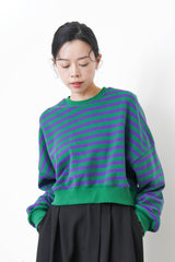 Green stripes crop pullover in 2 ways