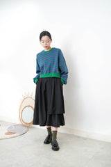 Green stripes crop pullover in 2 ways