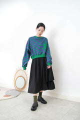 Green stripes crop pullover in 2 ways