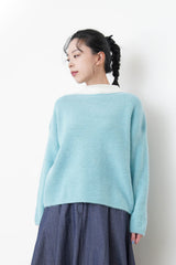 Sky blue boat neck soft sweater