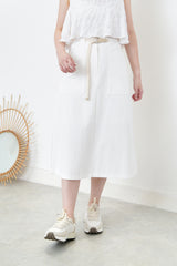 White A cut skirt w/ belt
