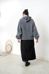 Grey fleece hoodies w/ contrast line
