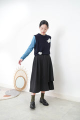 Blue soft chiffon inner in ruffle fringe