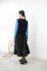 Blue soft chiffon inner in ruffle fringe