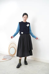 Blue soft chiffon inner in ruffle fringe