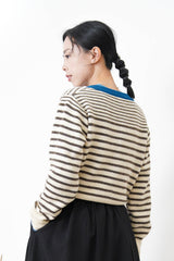 Stripes cardigan in blue outline trimming