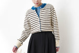 Stripes cardigan in blue outline trimming