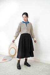 Stripes cardigan in blue outline trimming