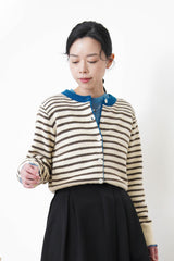 Stripes cardigan in blue outline trimming
