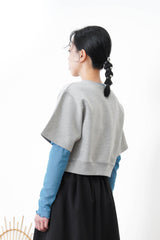 Grey zip crop pullover