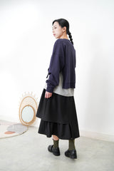 Navy pullover in asymmetrical 3D cut