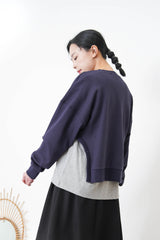 Navy pullover in asymmetrical 3D cut