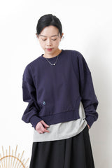 Navy pullover in asymmetrical 3D cut