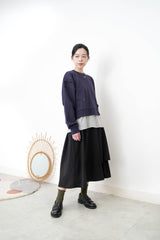 Navy pullover in asymmetrical 3D cut