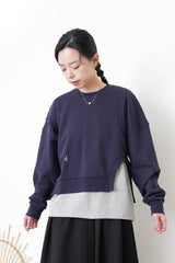 Navy pullover in asymmetrical 3D cut