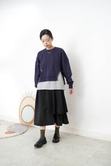 Navy pullover in asymmetrical 3D cut