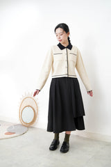 B/W oultline cardigan w/ detail buttons