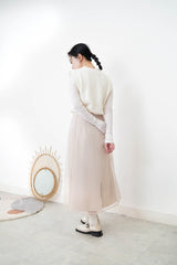 Beige 2 ways premium skirt w/ chiffon layering