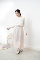 Beige 2 ways premium skirt w/ chiffon layering