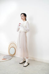 Beige 2 ways premium skirt w/ chiffon layering
