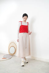 Red knit cami w/ ribbon strings