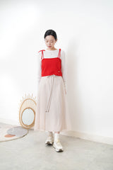 Red knit cami w/ ribbon strings