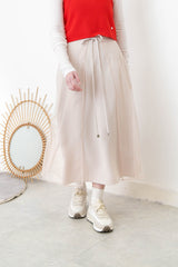 Beige 2 ways premium skirt w/ chiffon layering