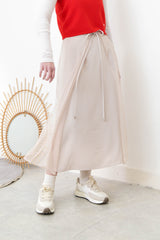 Beige 2 ways premium skirt w/ chiffon layering