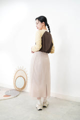Beige 2 ways premium skirt w/ chiffon layering
