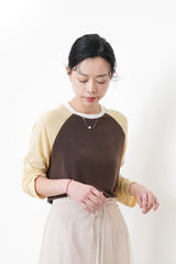 Brown soft tee in patchwork style