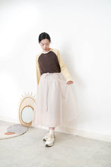 Beige 2 ways premium skirt w/ chiffon layering