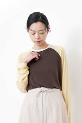 Brown soft tee in patchwork style