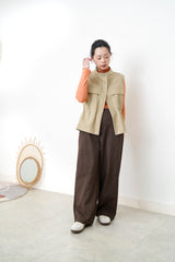 Beige vest jacket w/ waist string