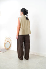 Beige vest jacket w/ waist string