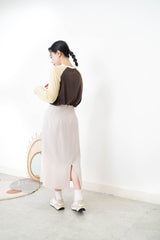 Beige 2 ways premium skirt w/ chiffon layering