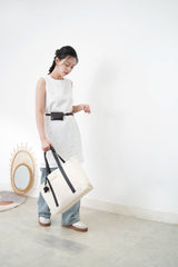 Canvas tote w/ leather handles