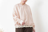 Sakura pink chiffon blouse with hoodies