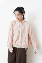Sakura pink chiffon blouse with hoodies