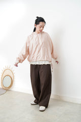 Sakura pink chiffon blouse with hoodies