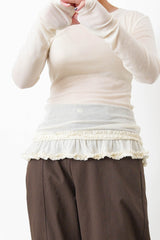 Ivory thin top w/ peplum hem