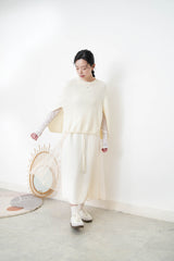 Cream 2 ways premium skirt w/ chiffon layering