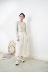 Ivory knit cami w/ ribbon strings