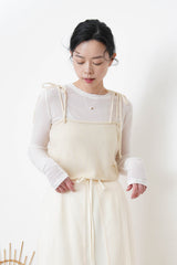 Ivory knit cami w/ ribbon strings