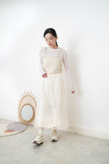 Ivory knit cami w/ ribbon strings