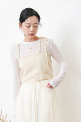Ivory knit cami w/ ribbon strings